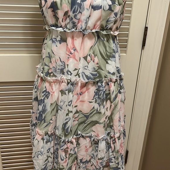 108. Round Neck Spaghetti Straps Floral Skater Minidress - Picture 8 of 14